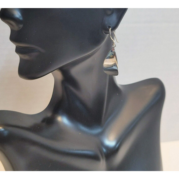 Sterling Silver 925 Teardrop Oval Hook Drop Dangle Simple Style Earrings - Picture 2 of 5